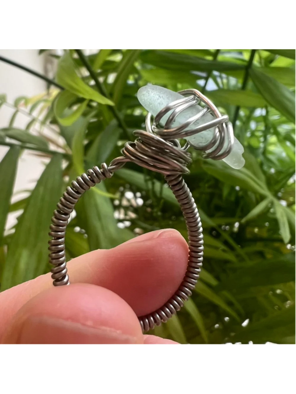 Handmade silver wire wrapped light blue seaglass ring 🌊💫 PM me with any quest